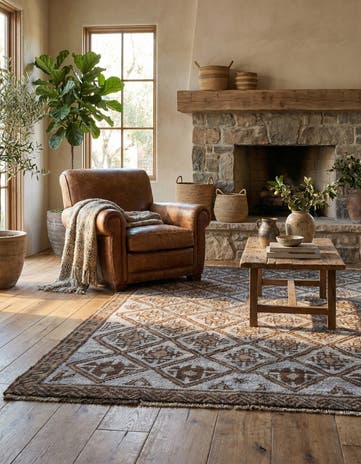 4' 1 x 6' 9 Hand Knotted Ultra Vintage Persian Wool Rug