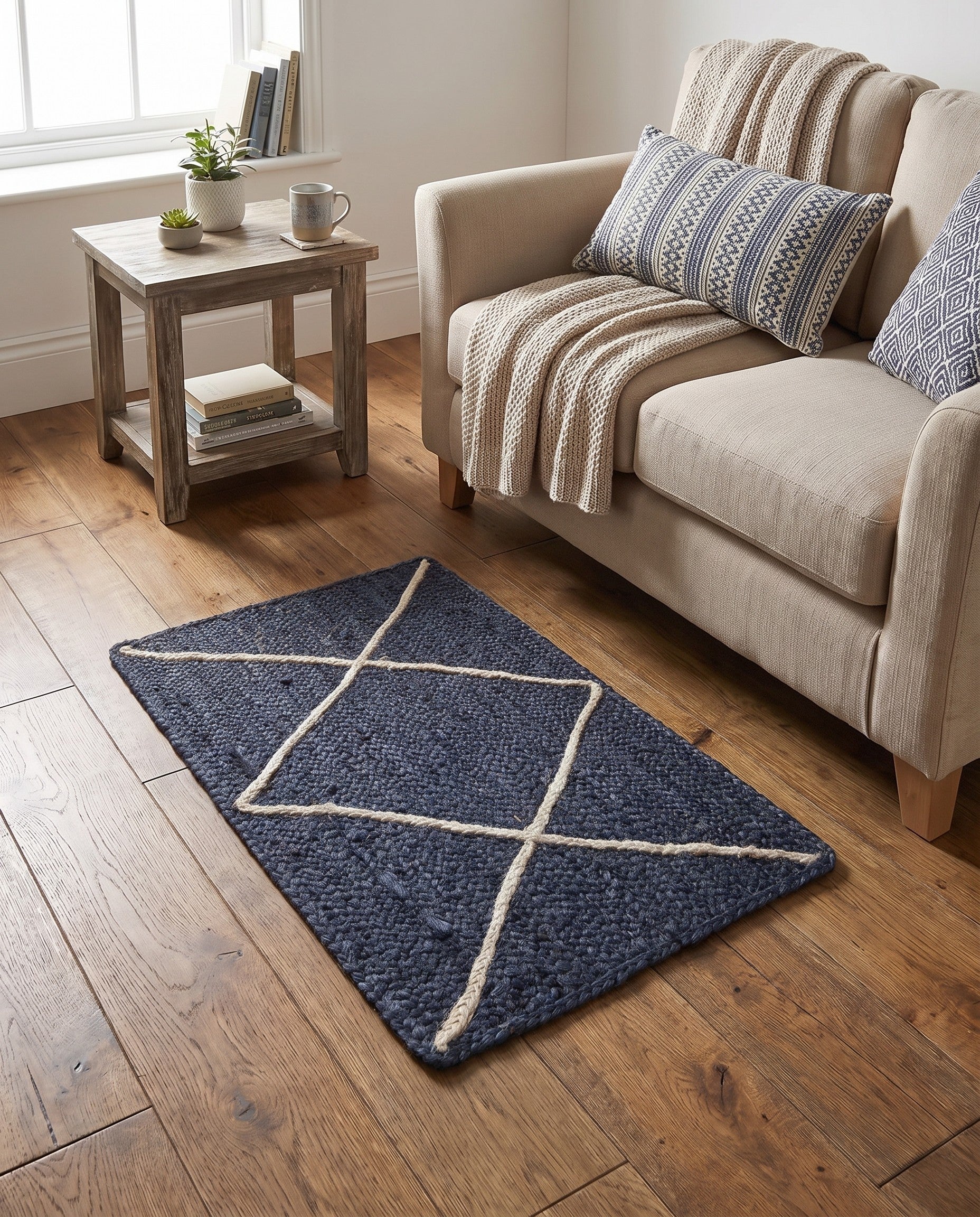 2' x 3' 1 Handmade Braided Jute Rug
