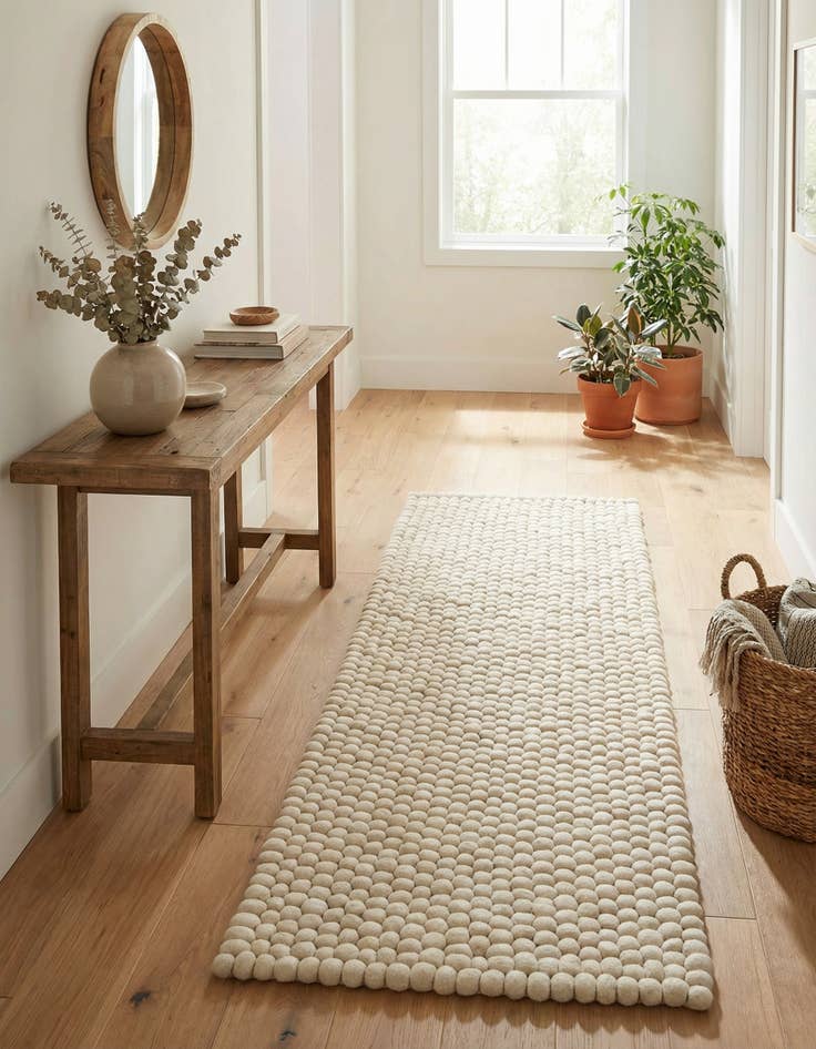 Detail image of  2' x 5' 3 Felt Ball Wool Runner Rug