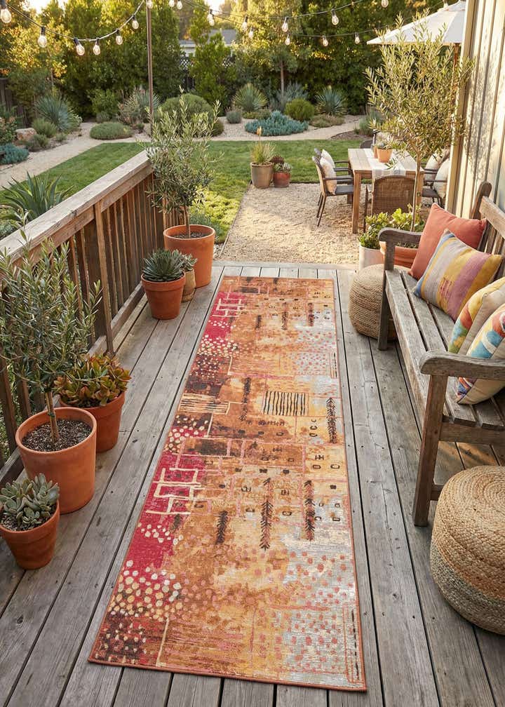 2' 7 x 9' Easy-Clean Modern Indoor / Outdoor Runner Rug