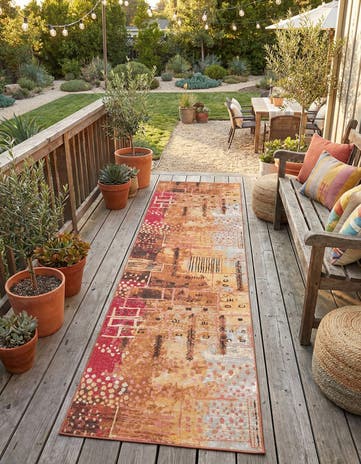 2' 7 x 9' Easy-Clean Modern Indoor / Outdoor Runner Rug