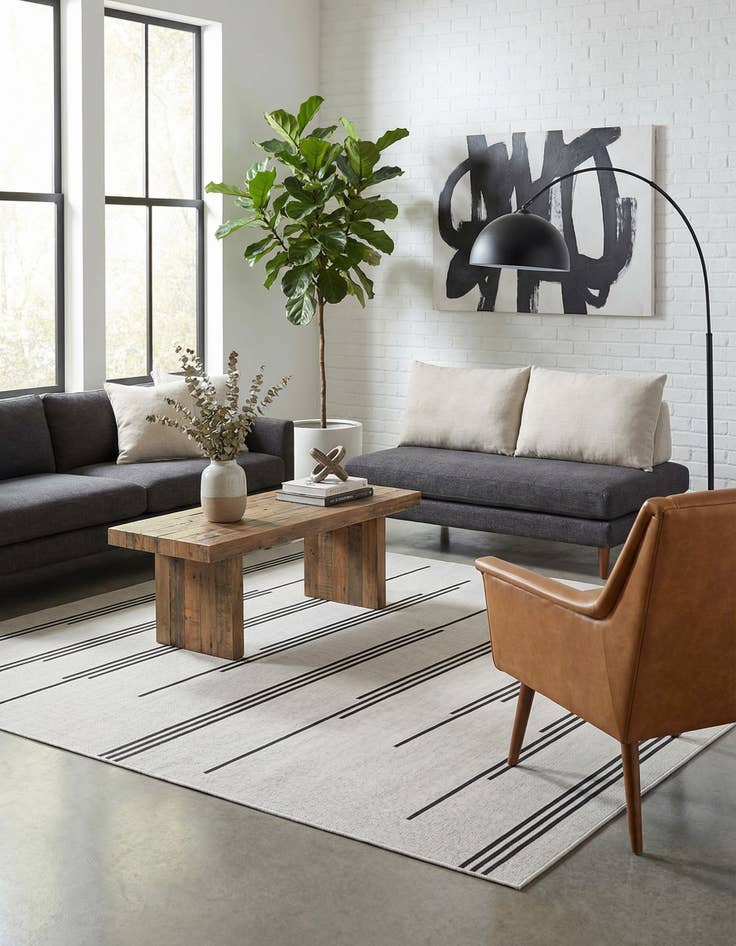 Detail image of  7' 10 x 10'  Washable Modern Indoor / Outdoor Rug