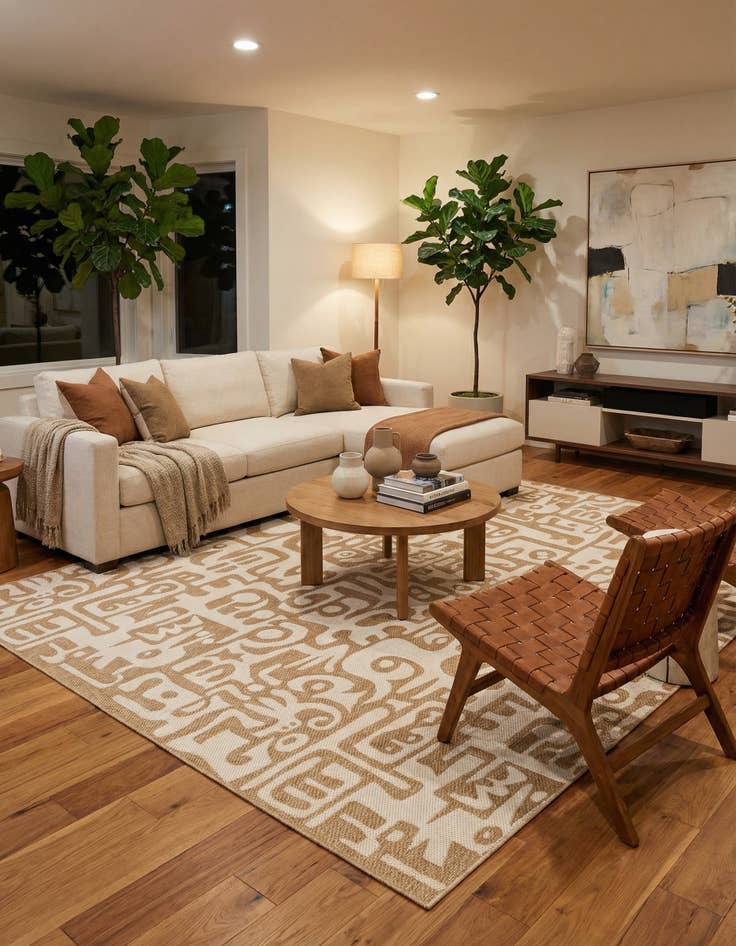 Detail image of 10' x 10'  Washable Modern Indoor / Outdoor Square Rug