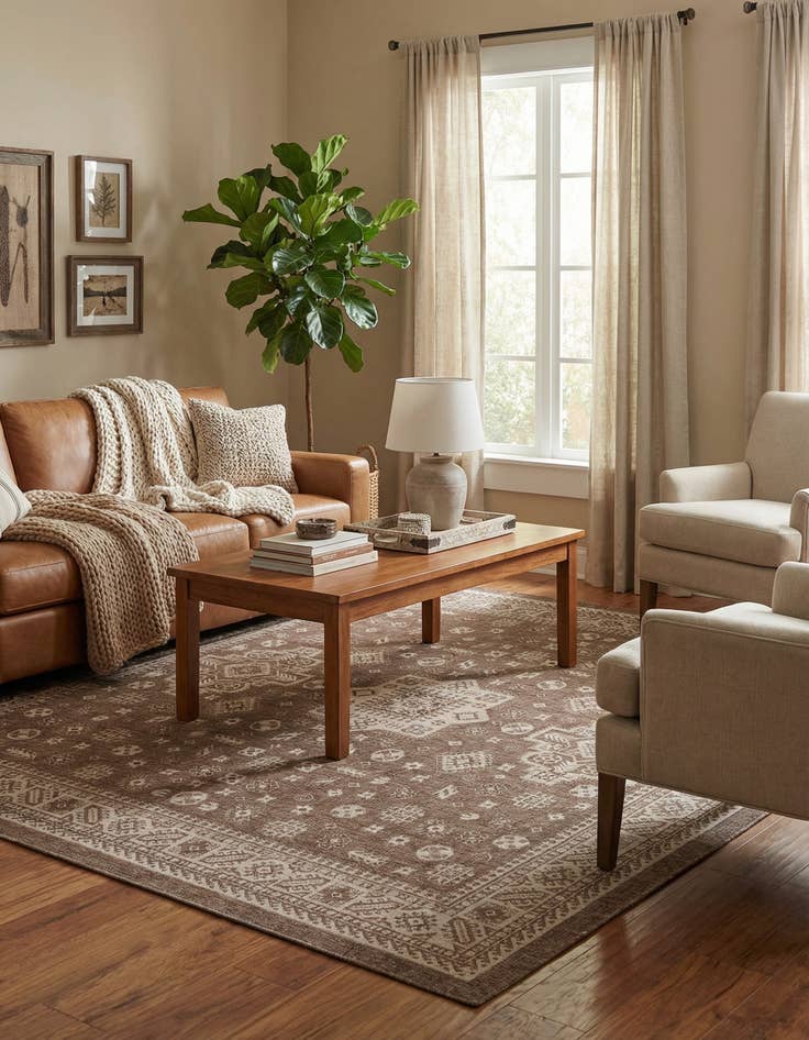 Detail image of  13' x 13'  Washable Aztec Indoor / Outdoor Square Rug