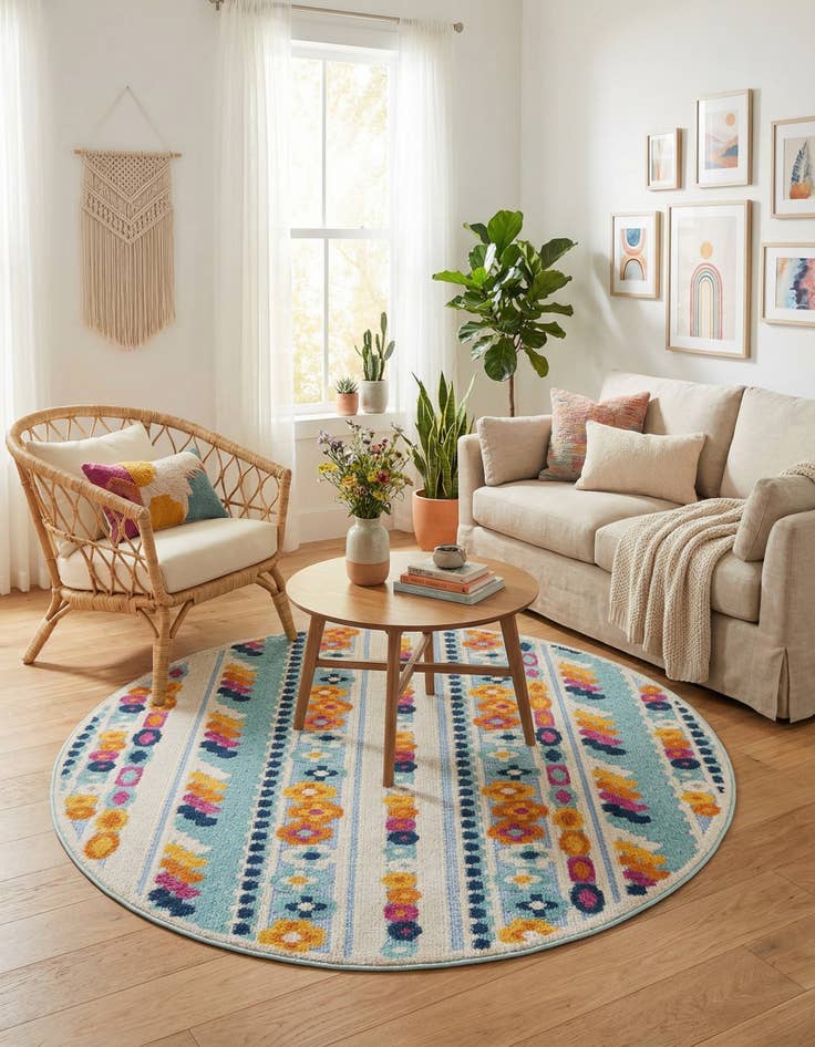 Detail image of 5' 3 x 5' 3  Washable Aruba Indoor / Outdoor Round Rug