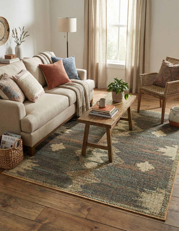 Detail image of  5' 3 x 5' 3  Washable Baja Indoor / Outdoor Square Rug