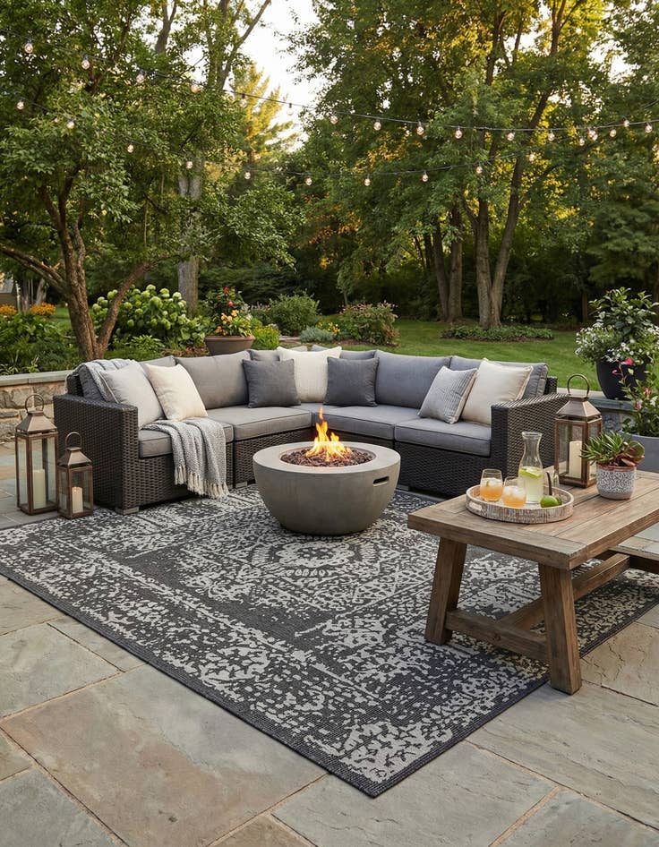 Detail image of 10' x 13'  Washable Traditional Indoor / Outdoor Rug