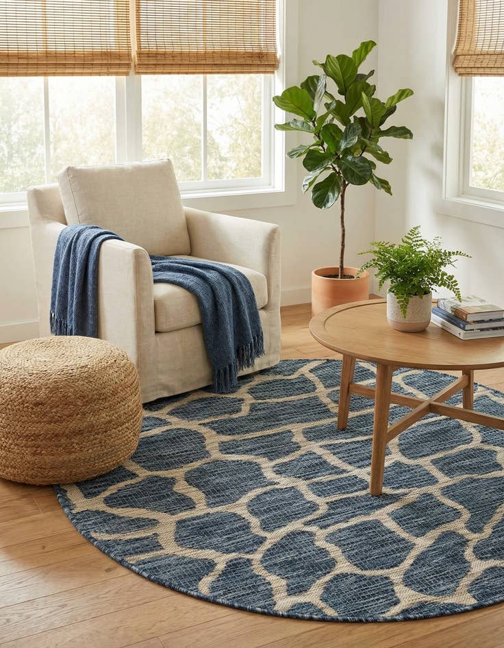 Detail image of 4' x 4'  Washable Safari Indoor / Outdoor Round Rug