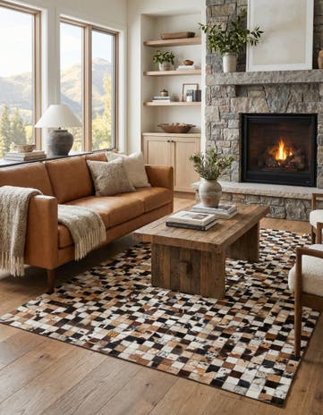 5' x 8' Cowhide Leather Rug