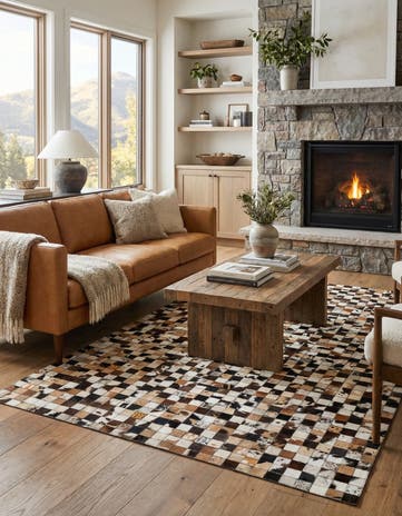 5' x 8' Cowhide Leather Rug