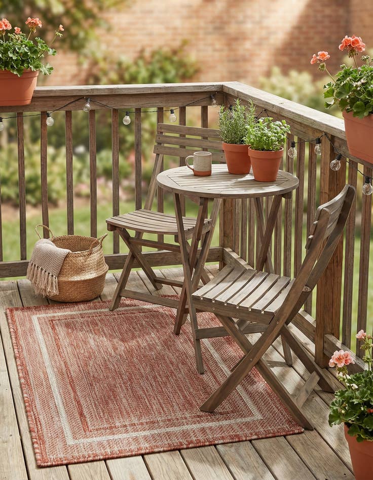 Detail image of  2' x 3' 1  Washable Border Indoor / Outdoor Rug