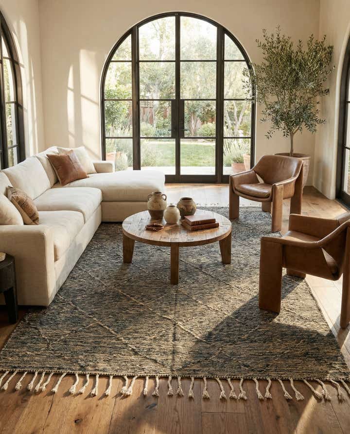 6' 7 x 9' 8 Hand Knotted Moroccan Wool Rug