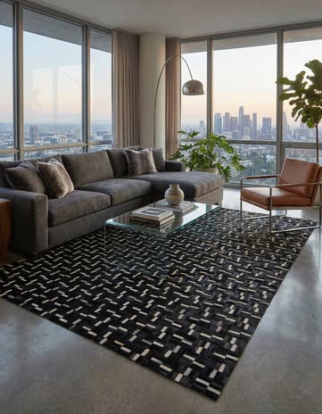 8' 1 x 10' Cowhide Leather Rug