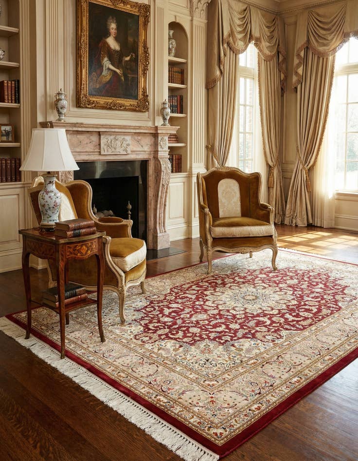 Detail image of 4' 4 x 6' 8 Ghom Silk Rug