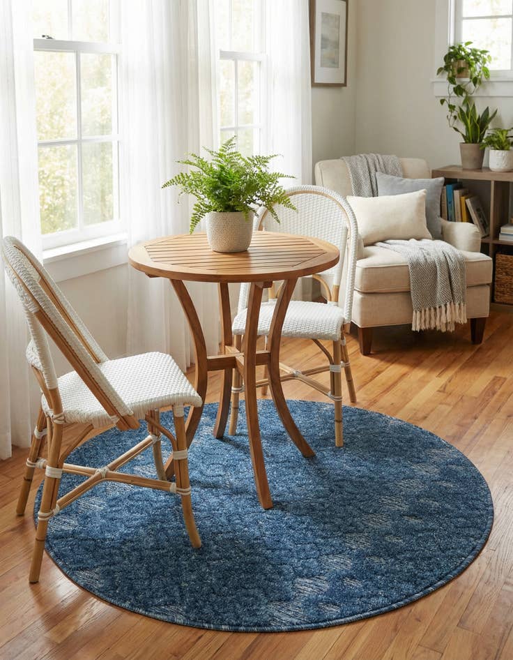 Detail image of 3' x 3'  Washable Trellis Textured Indoor / Outdoor Round Rug