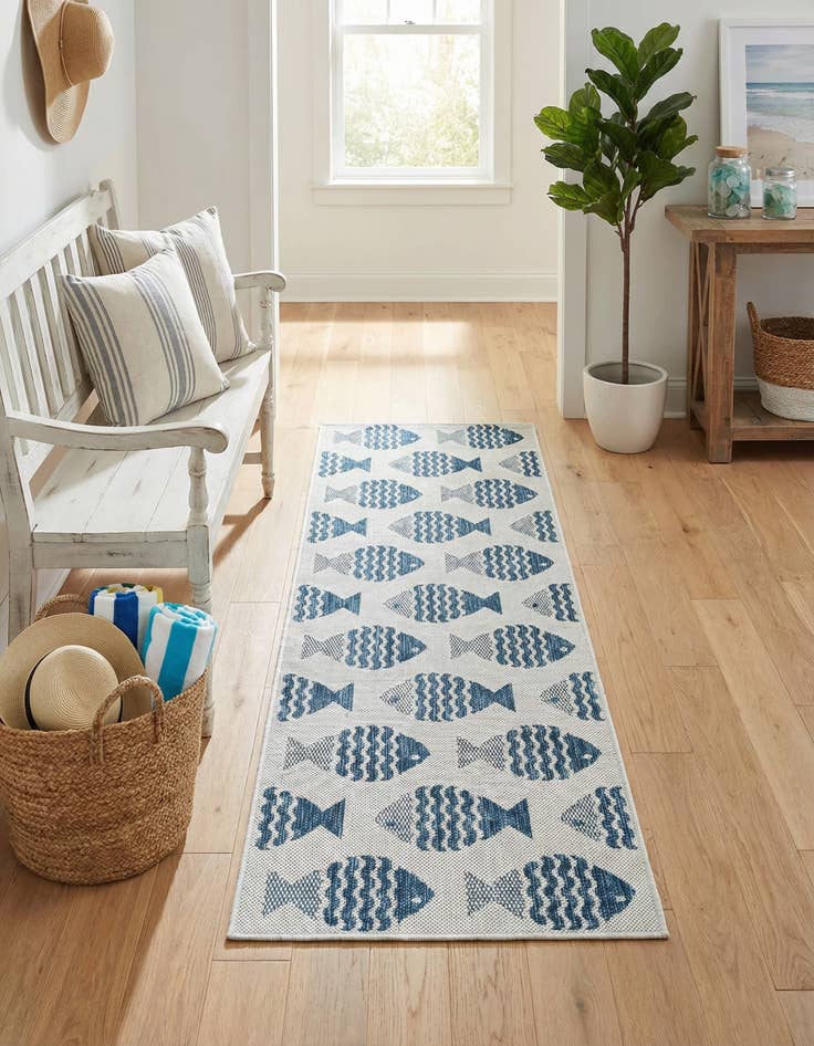 Detail image of 2' x 6'  Washable Coastal Indoor / Outdoor Runner Rug