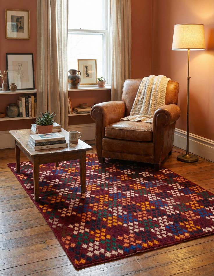 Detail image of 5' x 6' 6  Hand Knotted Balouch Wool Rug