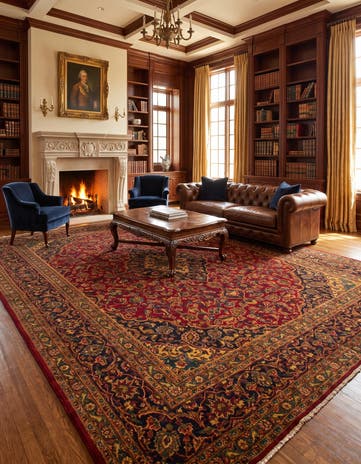 9' 7 x 12' 6 Hand Knotted Kashan Persian Wool Rug
