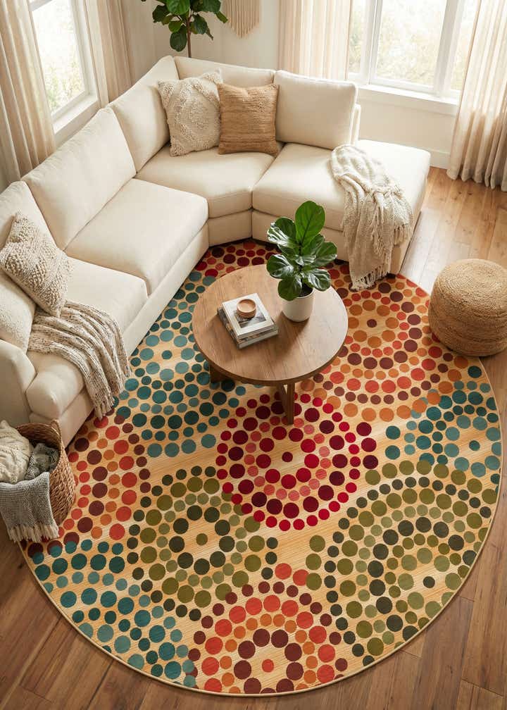 10' x 10' Easy-Clean Modern Indoor / Outdoor Round Rug