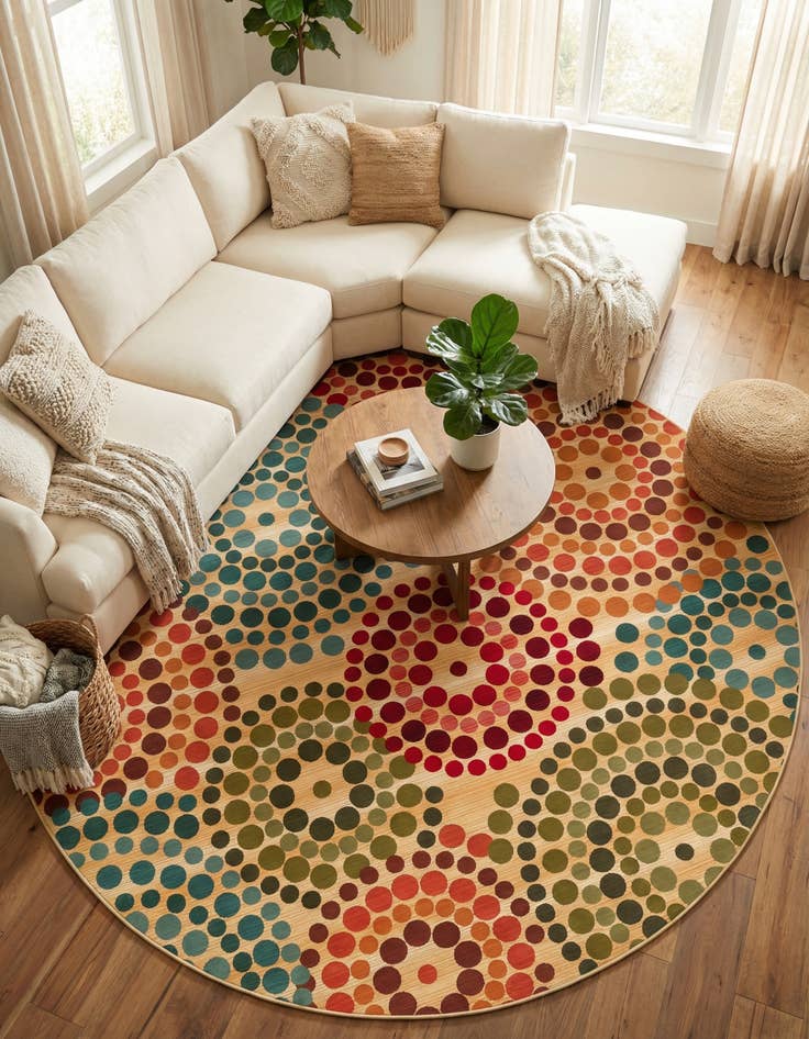 Detail image of  10' x 10'  Washable Modern Indoor / Outdoor Round Rug