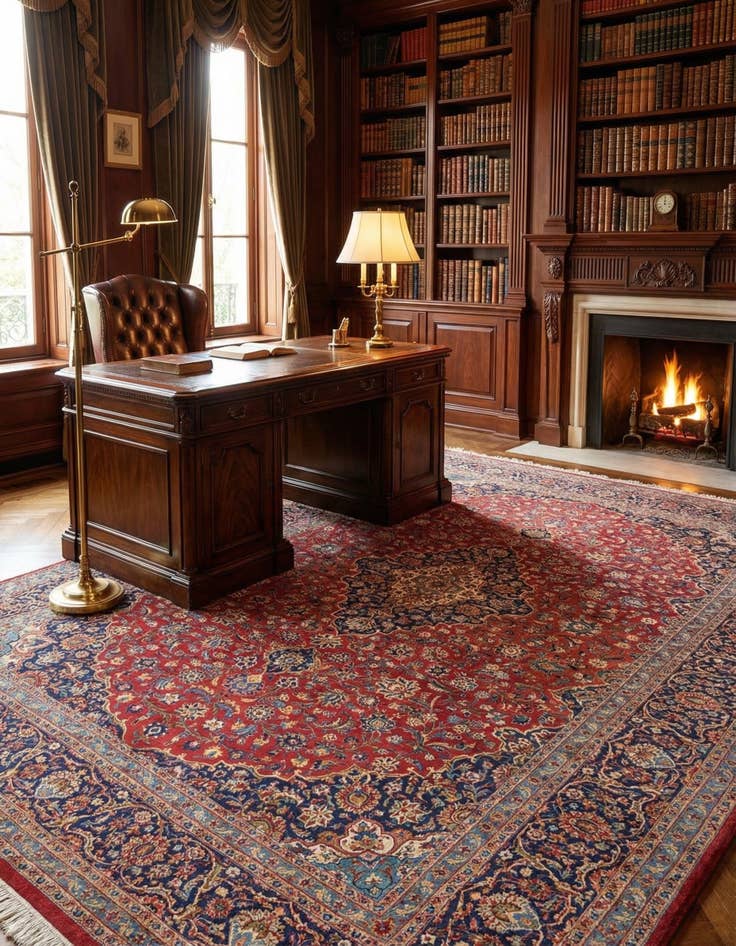 Detail image of  9' 10 x 12' 10  Hand Knotted Kashan Persian Wool Rug