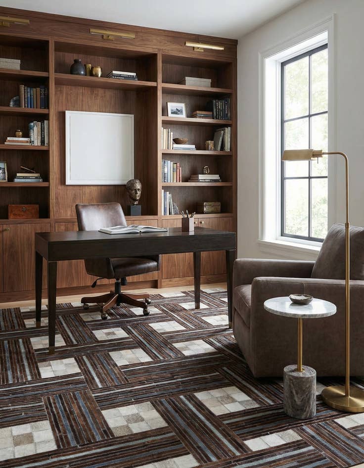 Detail image of 5' x 7' 10 Cowhide Leather Rug