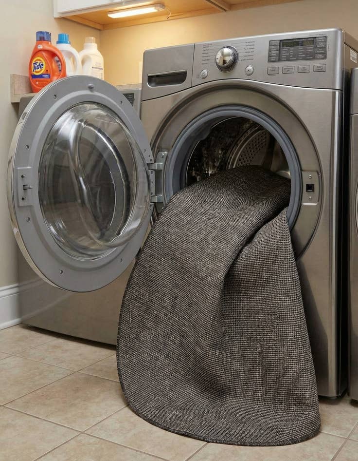 Detail image of 5' 3 x 8'  Washable Solid Indoor / Outdoor Oval Rug