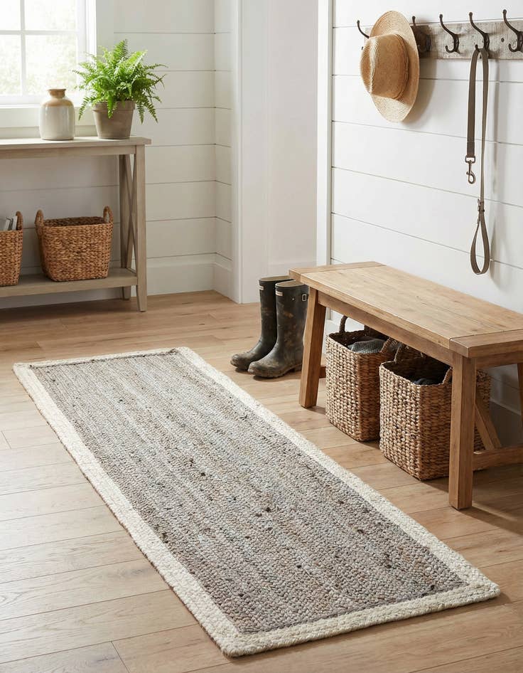 Detail image of 2' x 6' 1  Hand Braided Jute Runner Rug