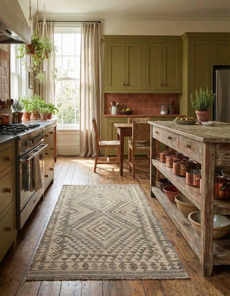 Detail image of 4' x 7' 3  Hand Woven Kilim Maymana Wool Rug