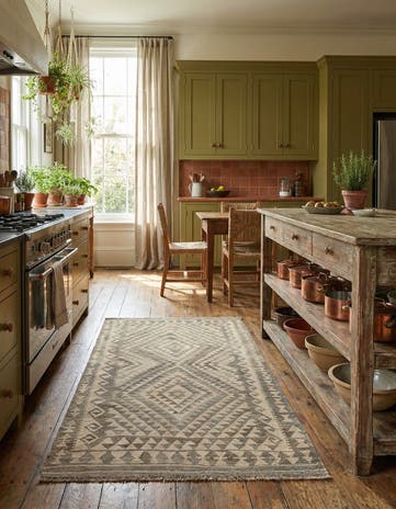 4' x 7' 3 Hand Woven Kilim Maymana Wool Rug