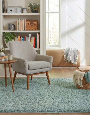 Light Slate Blue Comfort Solid Shag Square Rug