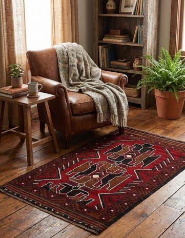 2' 9 x 4' 8 Hand Knotted Balouch Persian Wool Rug