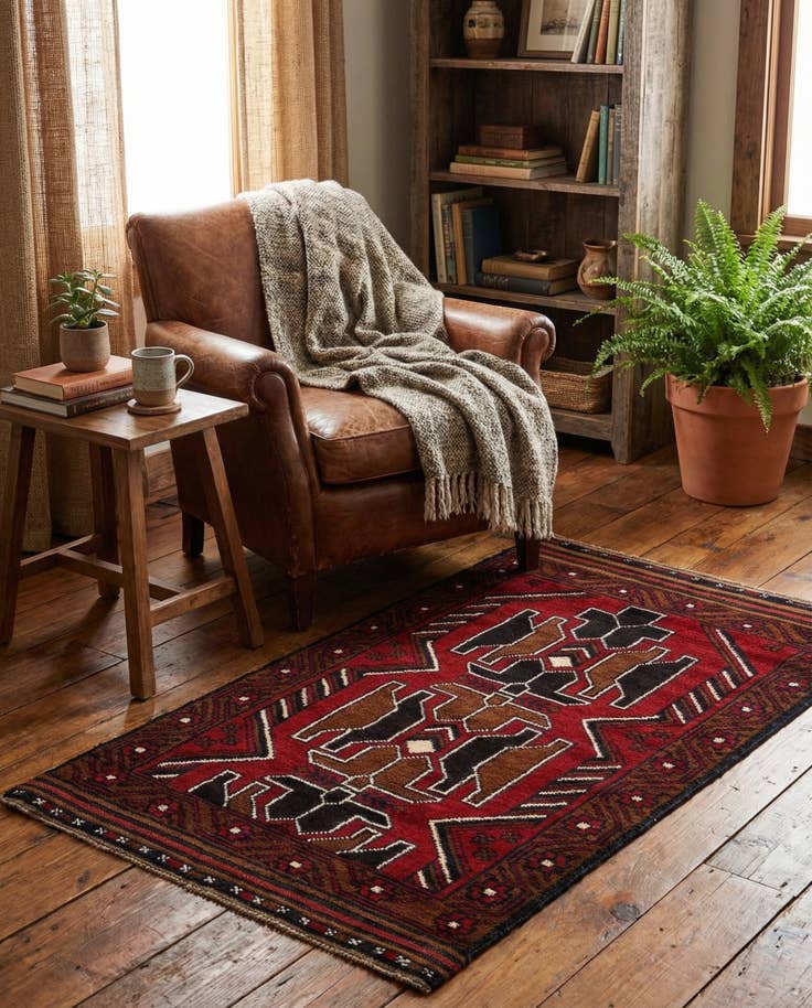 Detail image of 2' 9 x 4' 8 Hand Knotted Balouch Persian Wool Rug
