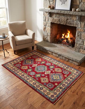 4' x 5' 7 Hand Knotted Kazak Rug