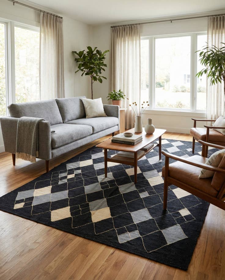 Detail image of 5' 11 x 7' 10 Hand Woven Kilim Modern Wool Rug