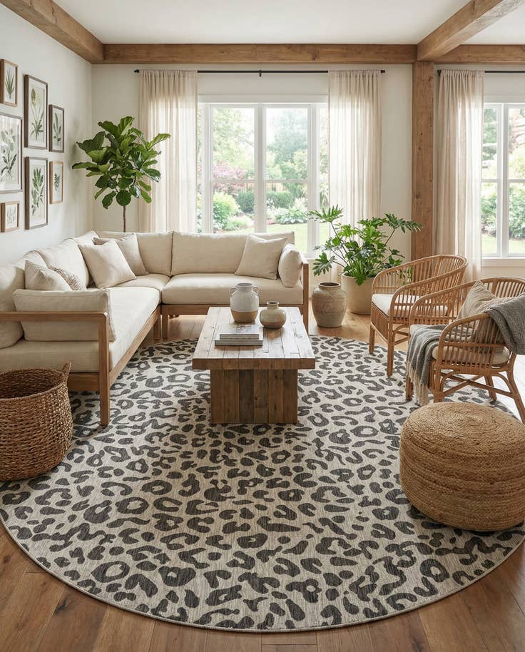 Detail image of 13' x 13' Easy-Clean Safari Indoor / Outdoor Round Rug