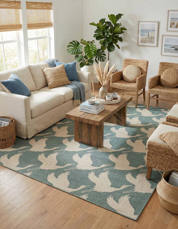 Detail image of  6' x 9'  Washable Coastal Indoor / Outdoor Rug
