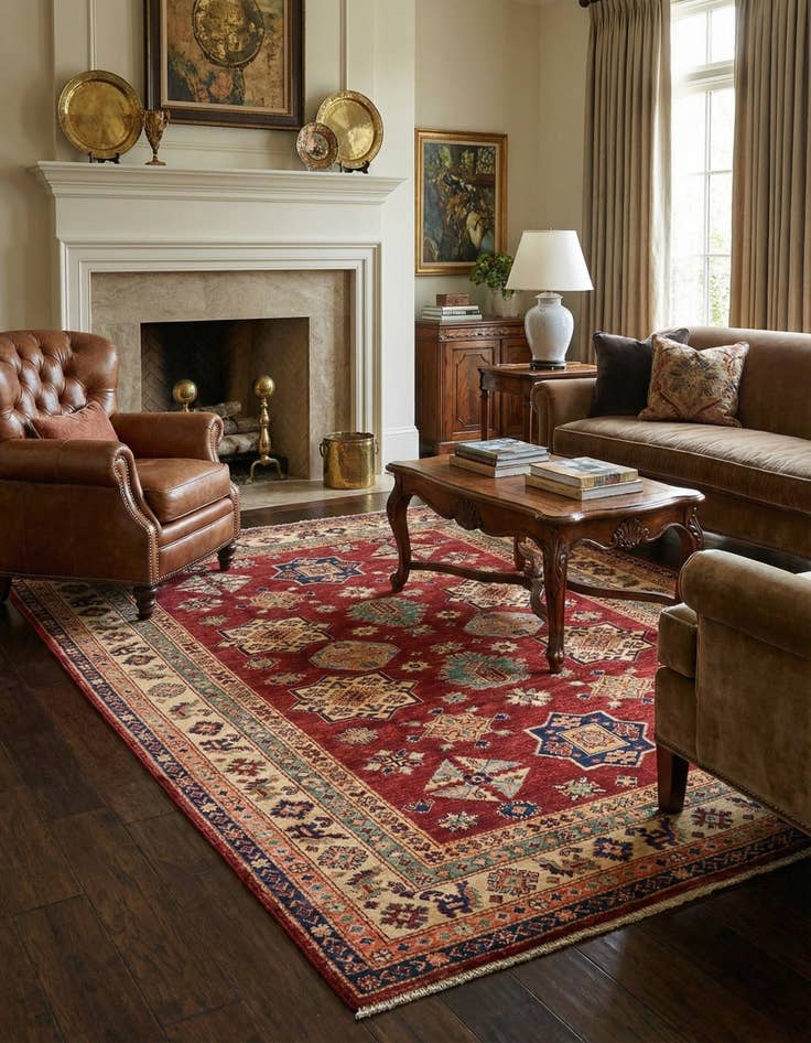 Detail image of  5' 7 x 7' 11  Hand Knotted Kazak Oriental Rug