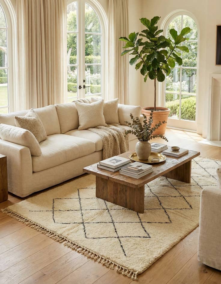 Detail image of 6' 10 x 10'  Hand Knotted Moroccan Wool Rug