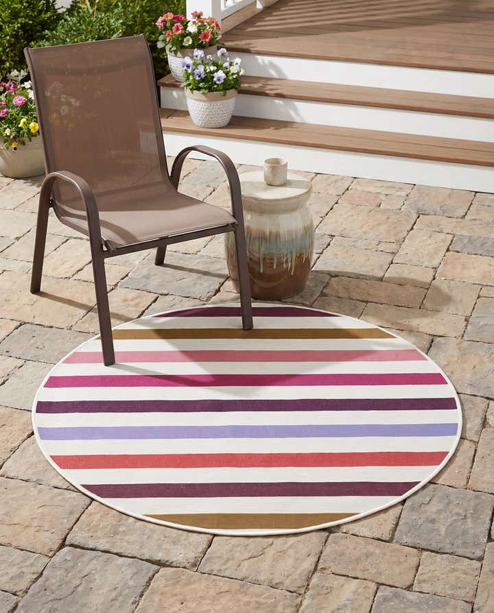 3' x 3' Easy-Clean Ribbon Indoor / Outdoor Round Rug