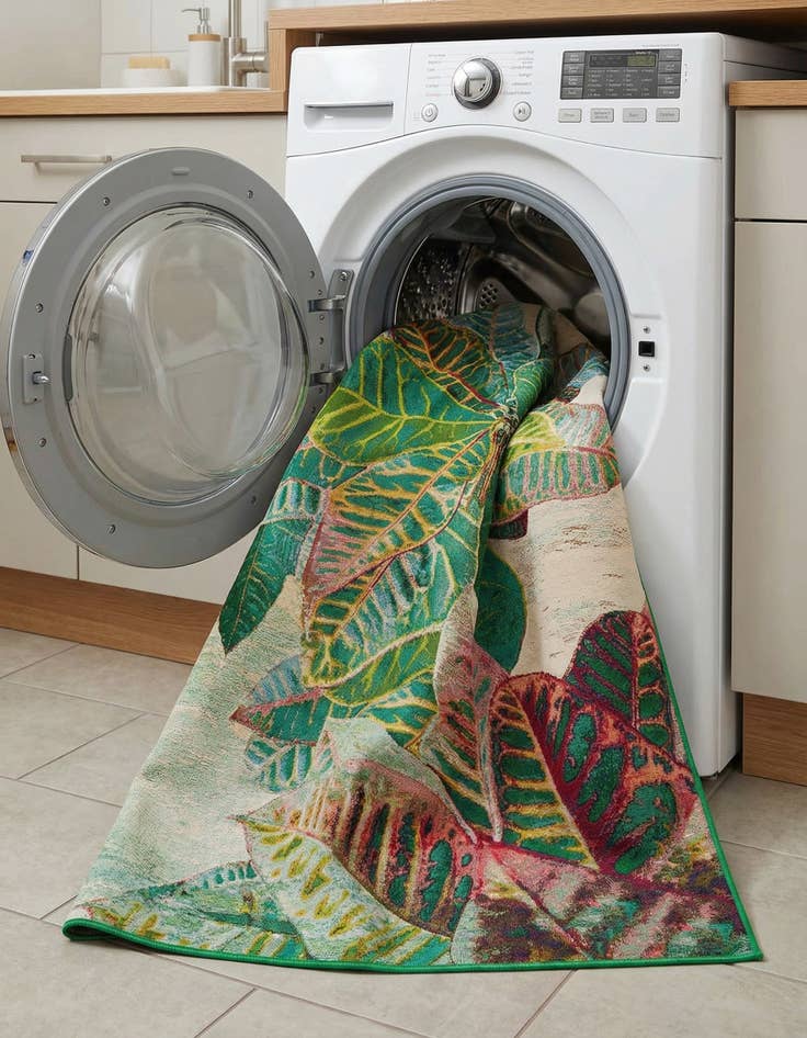 Detail image of 6' x 9'  Washable Botanical Indoor / Outdoor Rug