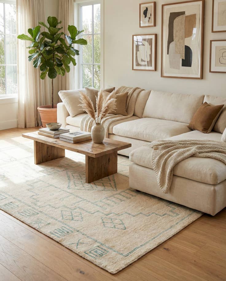 Detail image of 6' 6 x 9' 8 Hand Knotted Moroccan Wool Rug