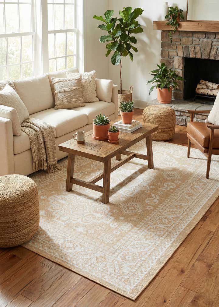 5' 3 x 8' Easy-Clean Aztec Indoor / Outdoor Rug
