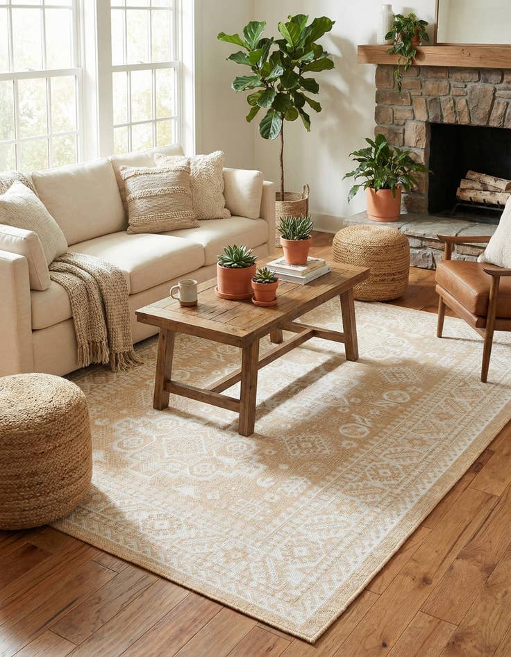 Detail image of 5' 3 x 8'  Washable Aztec Indoor / Outdoor Rug