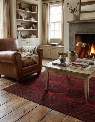 4' 11 x 6' 5 Hand Knotted Afghan Akhche Wool Rug
