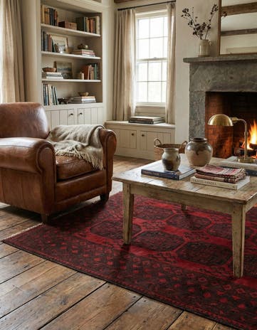 4' 11 x 6' 5 Hand Knotted Afghan Akhche Wool Rug