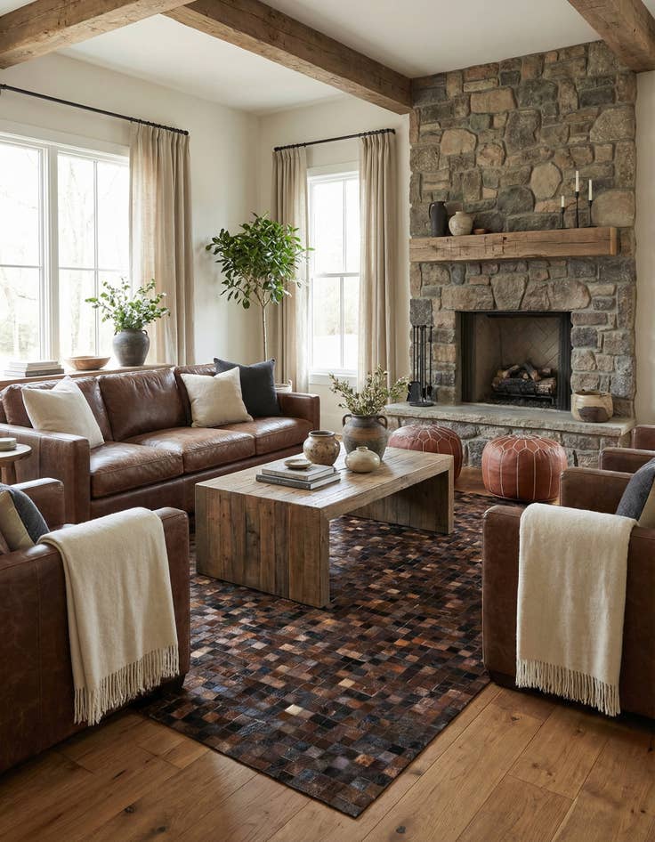 Detail image of 5' 1 x 8' Cowhide Stocks Rug