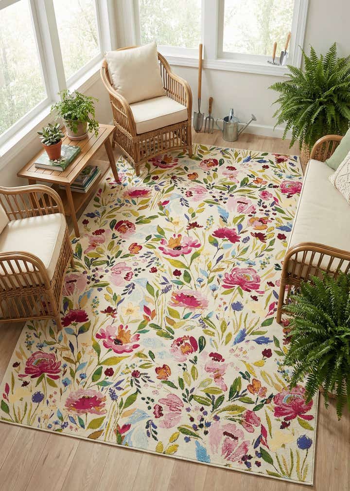 6' x 9' Easy-Clean Botanical Indoor / Outdoor Rug