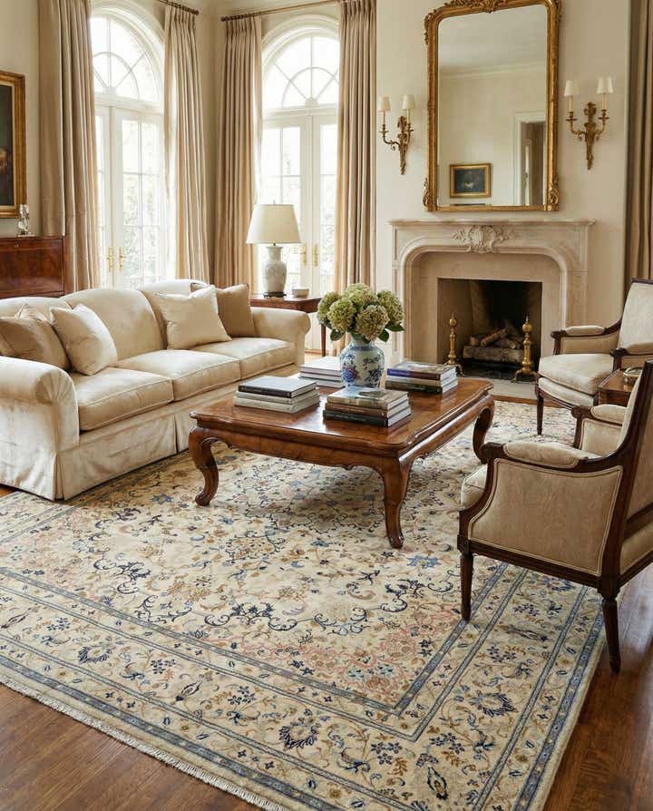 9' 4 x 12' 9 Hand Knotted Isfahan Persian Wool Rug