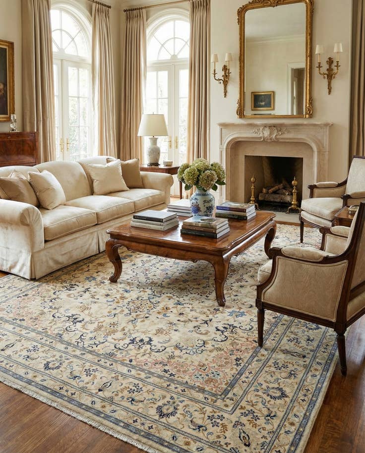 Detail image of 9' 4 x 12' 9 Hand Knotted Isfahan Persian Wool Rug